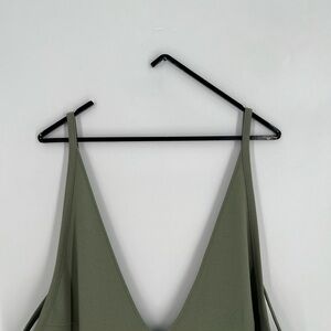 Kith Nile Split Midi Strappy Slip Deep V Dress In Meadow